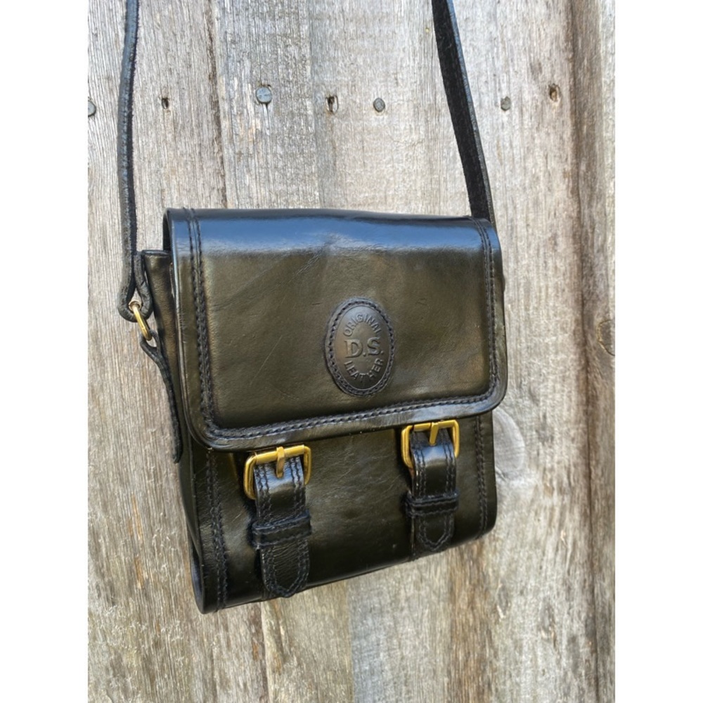 Vintage Black Leather Crossbody Bag